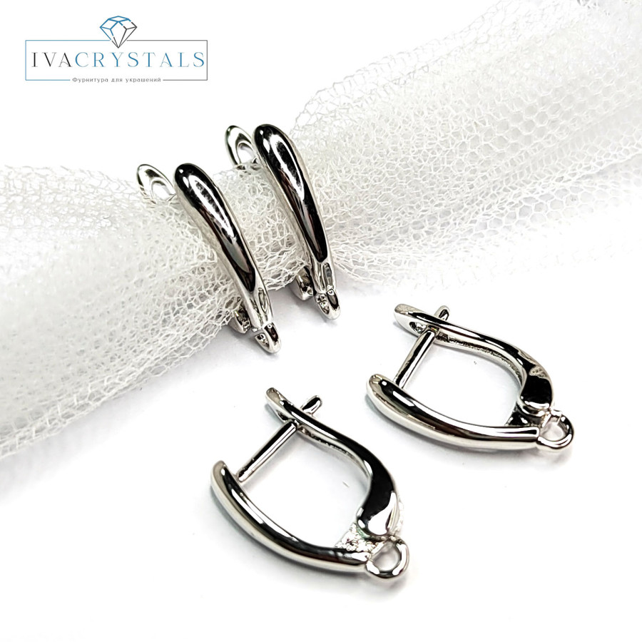 Маленькие швензы гладкие 16х3 мм покрытие Родий, пара