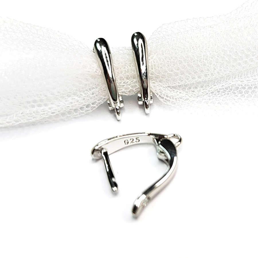 Маленькие швензы гладкие 16х3 мм покрытие Родий, пара