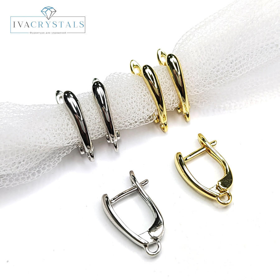 Маленькие швензы гладкие 16х3 мм покрытие Родий, пара