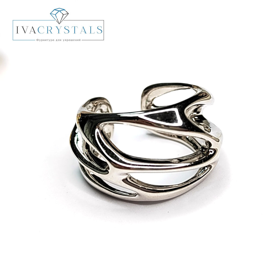 Кольцо широкое 24х15 мм, штука покрытие Родий