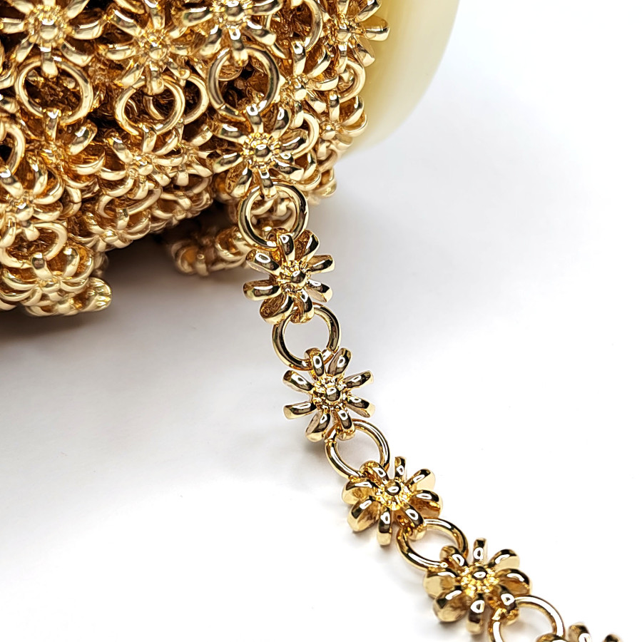 Цепь Цветы 10,5 мм, 20 см Позолота