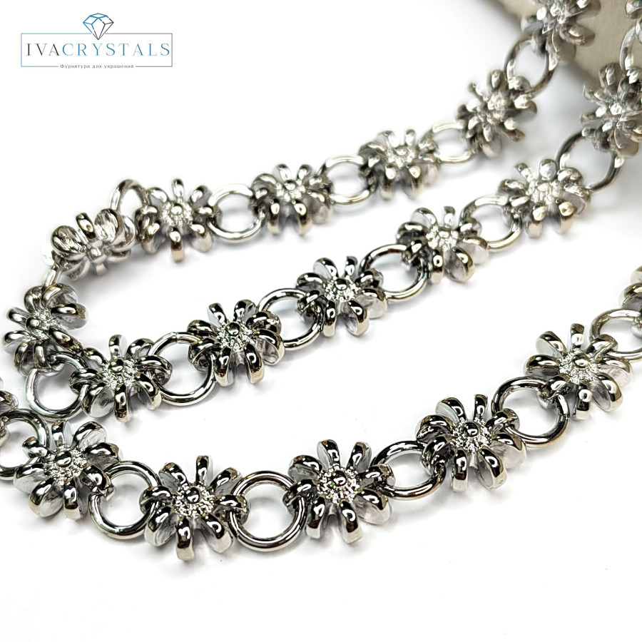 Цепь Цветы 10,5 мм, 20 см Родий