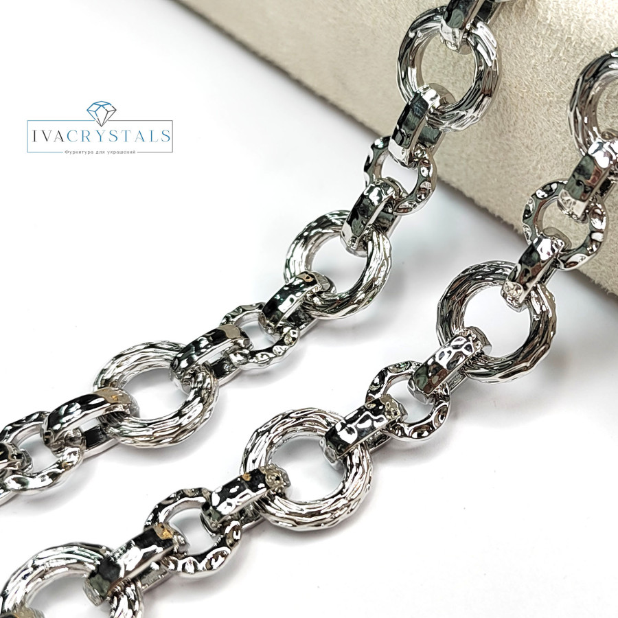 Крупная цепь 14 мм, 20 см Родий