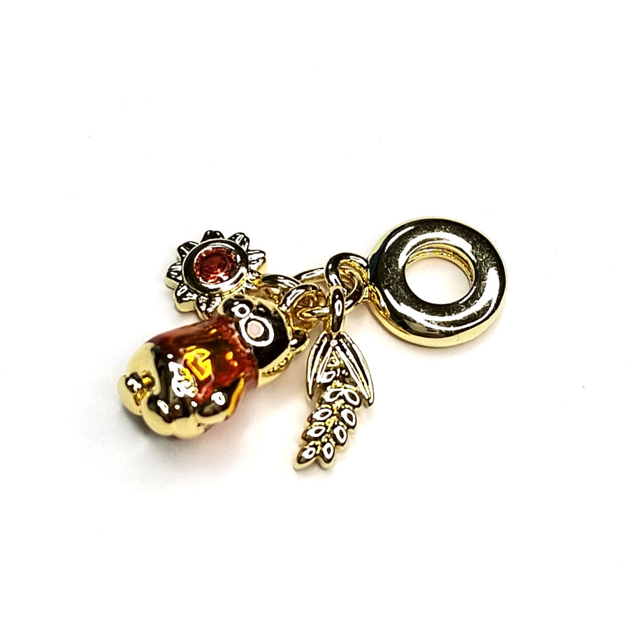 Подвеска из трёх предметов Мишка - Подсолнух - Колосок, 26 мм, покрытие Позолота