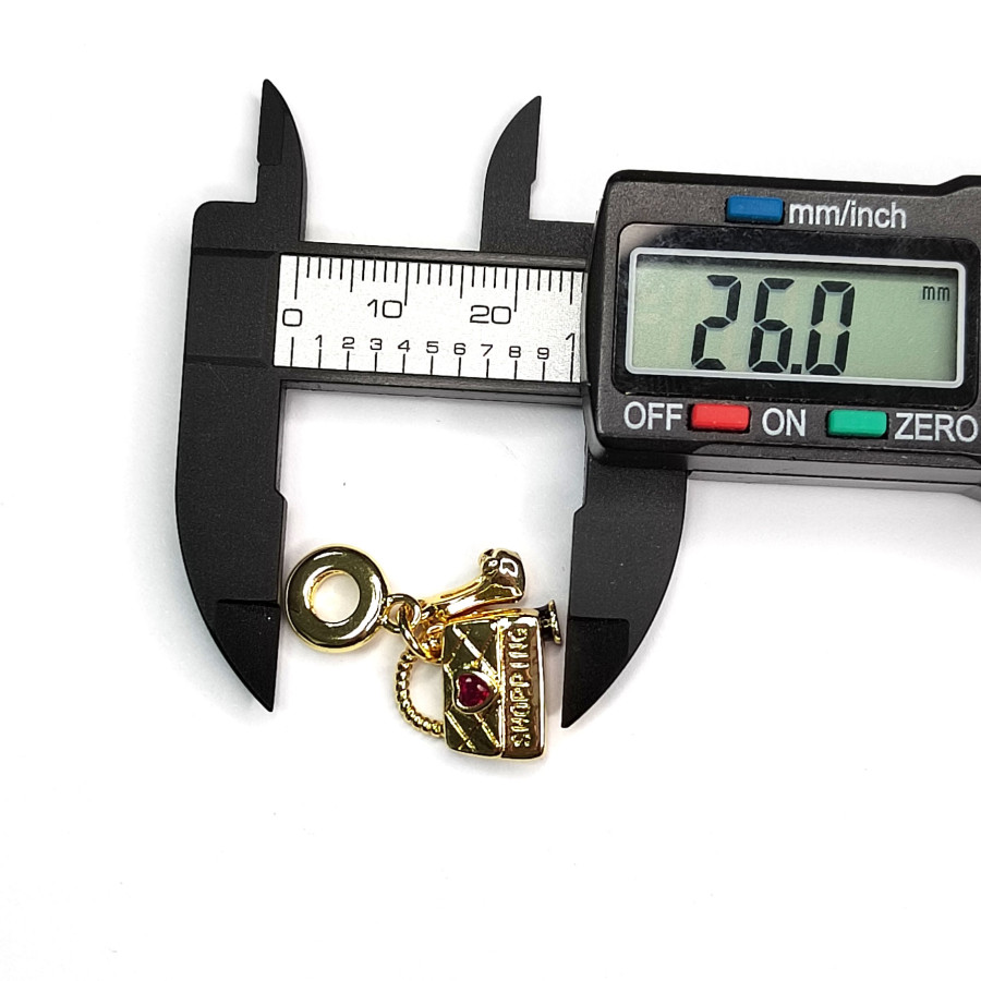 Подвеска из трёх предметов Сумочка - Помада - Туфелька, 26 мм, покрытие Позолота