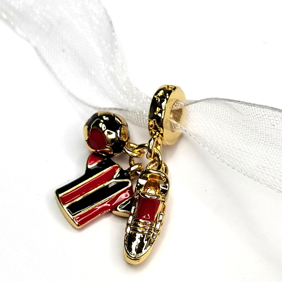 Подвеска из трёх предметов Футболка - Мяч - Кеды, 25 мм, покрытие Позолота