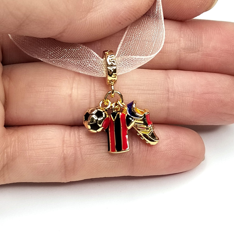 Подвеска из трёх предметов Футболка - Мяч - Кеды, 25 мм, покрытие Позолота