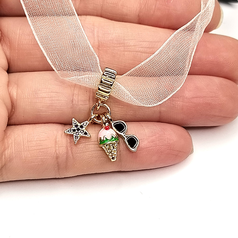 Подвеска из трёх предметов Мороженое - Звезда - Очки, 25 мм, покрытие Позолота