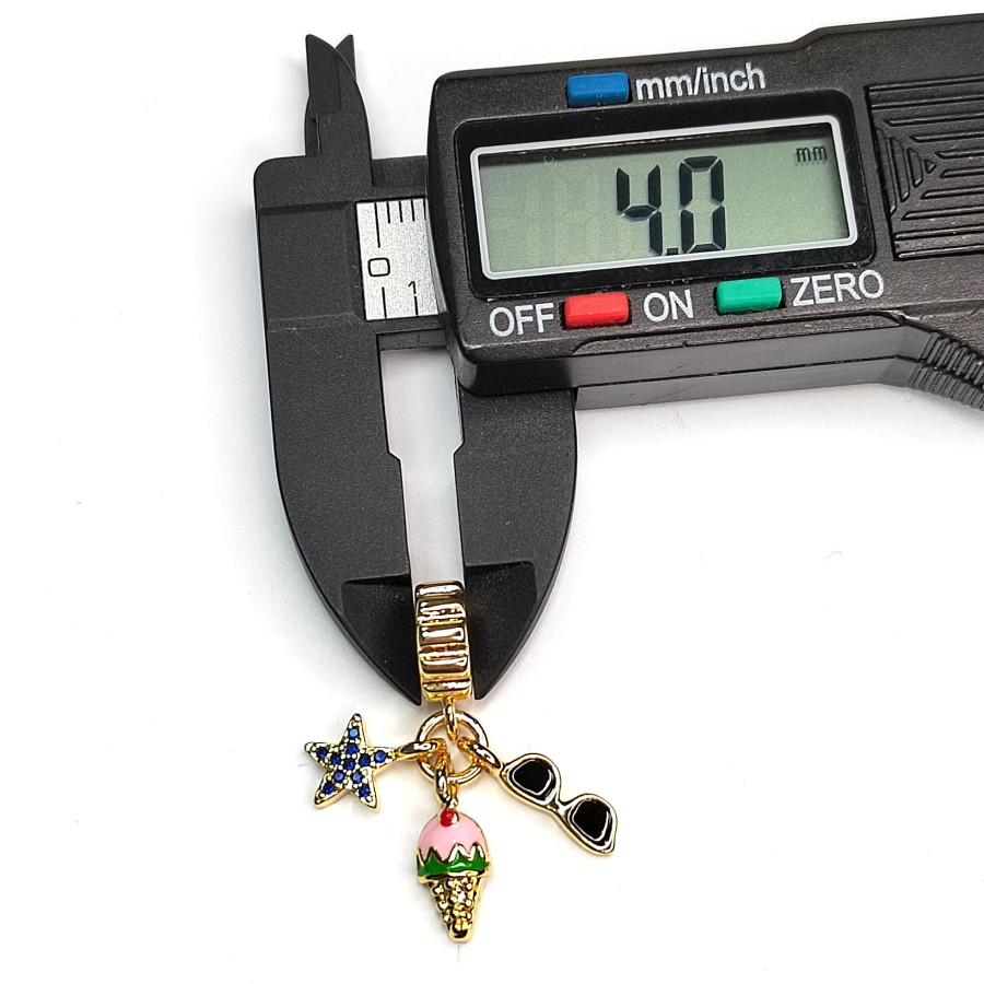 Подвеска из трёх предметов Мороженое - Звезда - Очки, 25 мм, покрытие Позолота