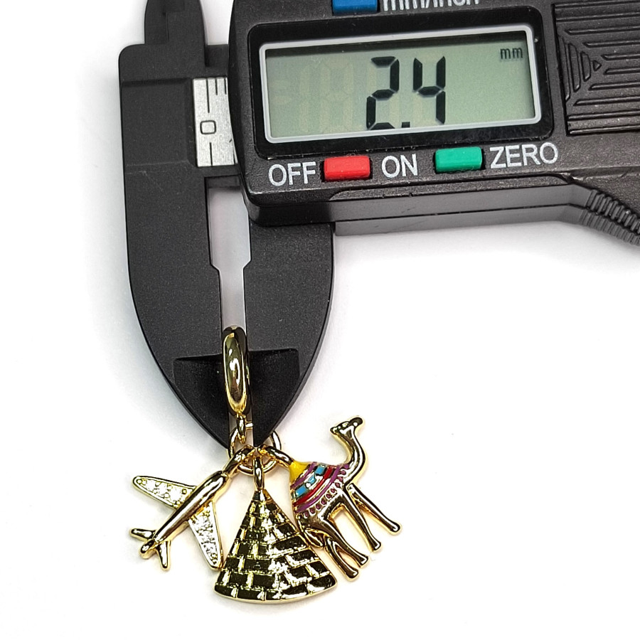 Подвеска из трёх предметов Пирамида - Самолёт - Верблюд, 30 мм, покрытие Позолота