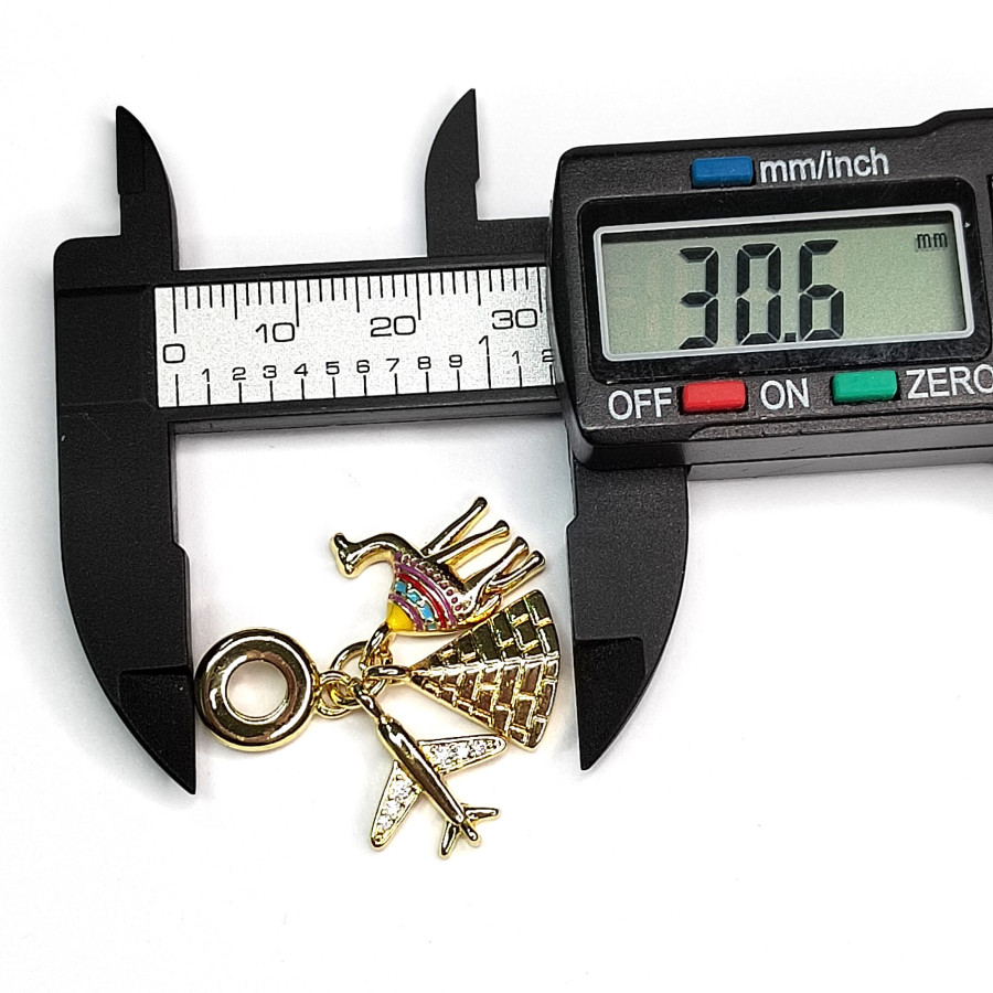 Подвеска из трёх предметов Пирамида - Самолёт - Верблюд, 30 мм, покрытие Позолота