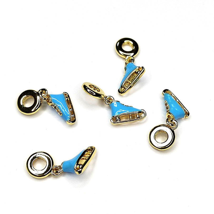 Подвеска Коньки голубые 26х14 мм, покрытие Позолота