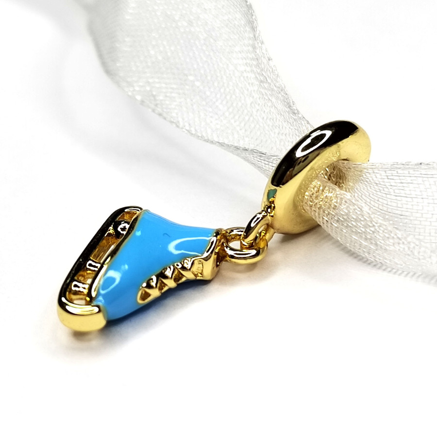 Подвеска Коньки голубые 26х14 мм, покрытие Позолота