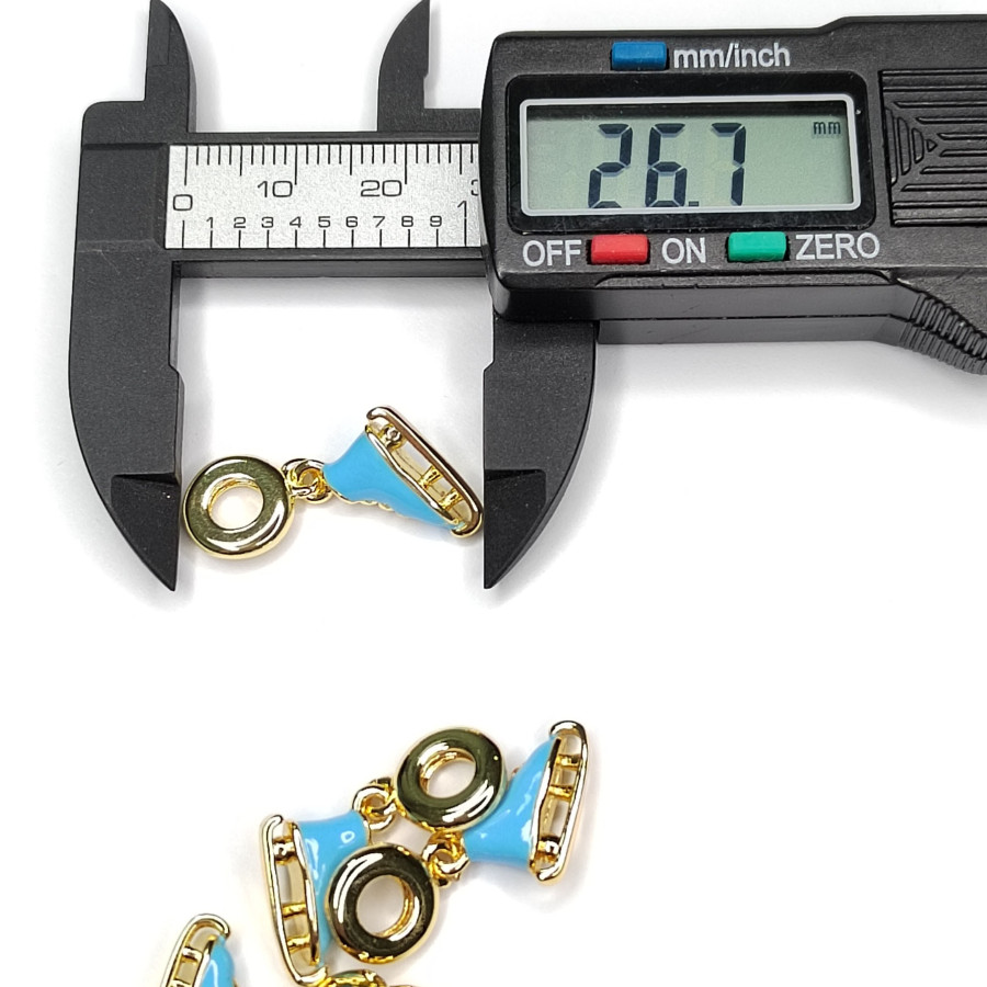 Подвеска Коньки голубые 26х14 мм, покрытие Позолота