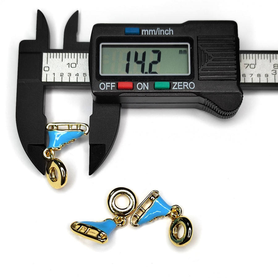 Подвеска Коньки голубые 26х14 мм, покрытие Позолота