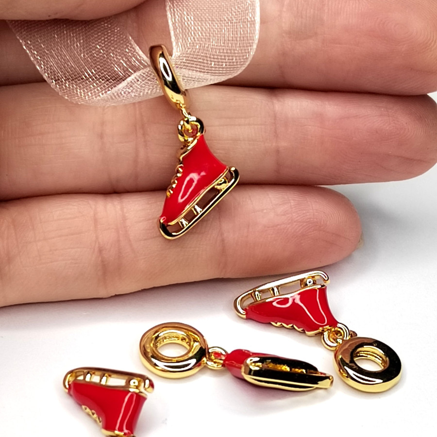 Подвеска Коньки красные 26х14 мм, покрытие Позолота