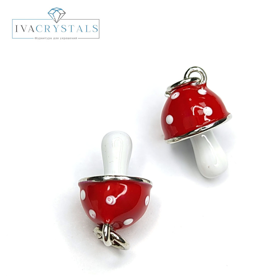 Подвеска Грибочек 14х9 мм, штука покрытие Родий