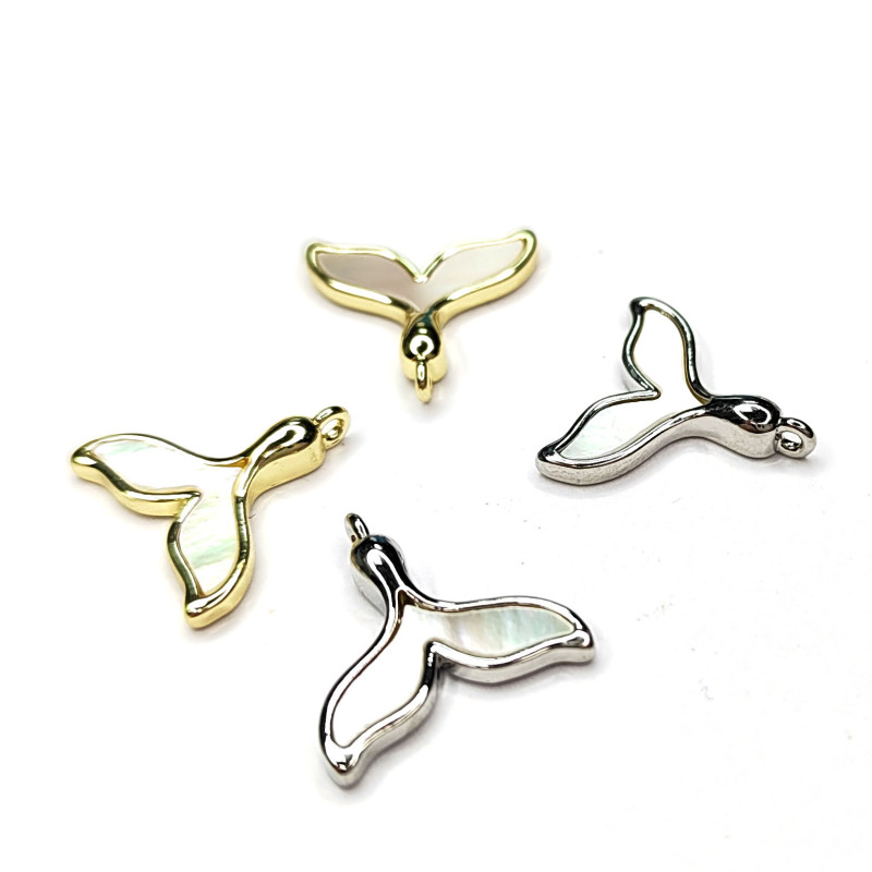 Хвост кита подвеска с перламутром, 14 мм, штука