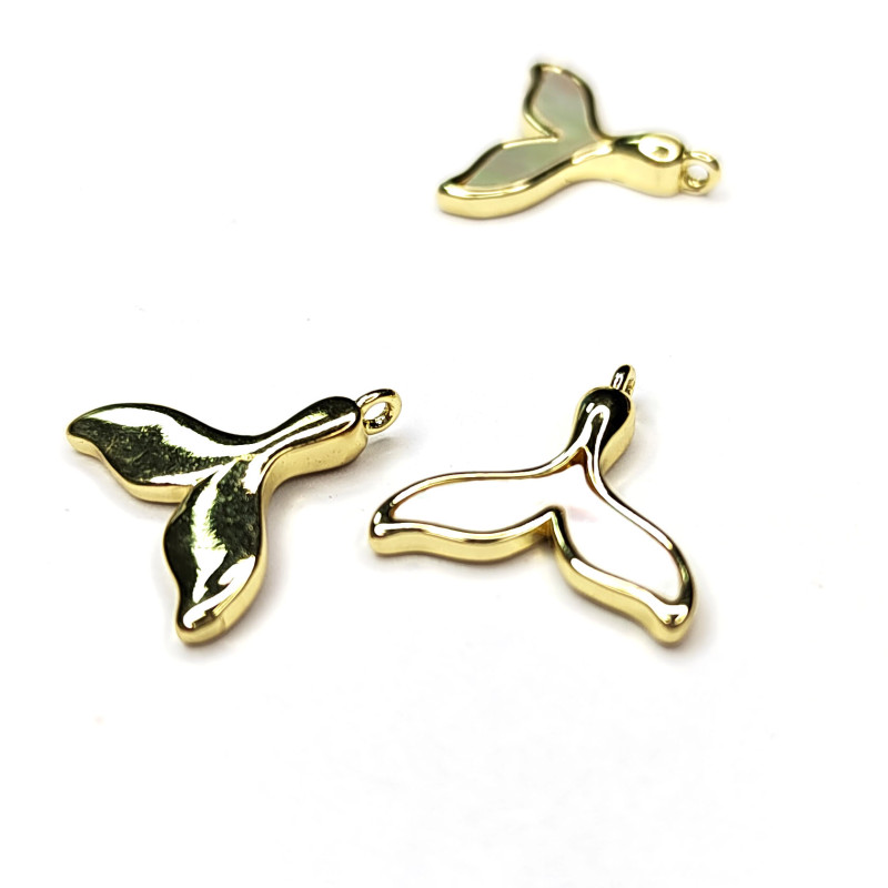 Хвост кита подвеска с перламутром, 14 мм, штука