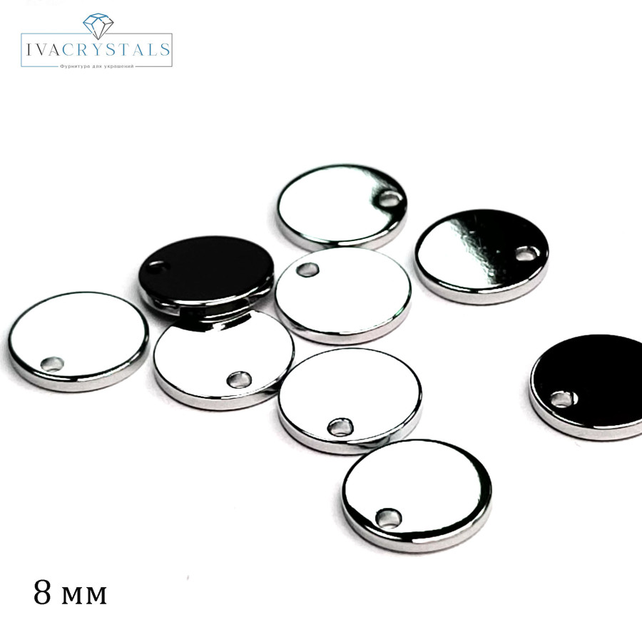 Подвеска Монетка 8х1 мм, штука покрытие Родий