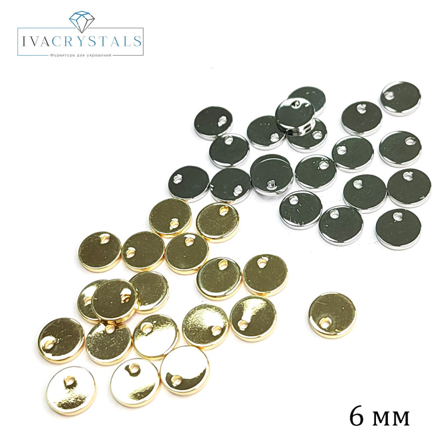 Подвеска Монетка 6х1 мм, штука