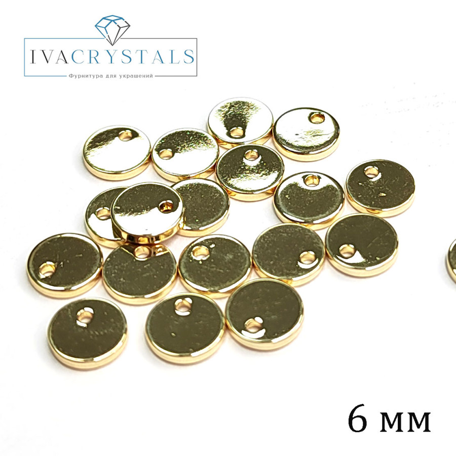 Подвеска Монетка 6х1 мм, штука покрытие Позолота