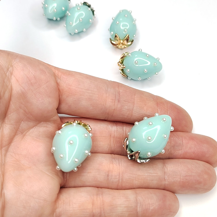 Подвеска Ягодка 25х16 мм Цвет Мятный, акрил, ШТУКА