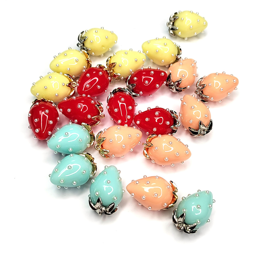 Подвеска Ягодка 25х16 мм Цвет Мятный, акрил, ШТУКА