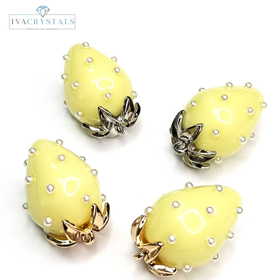 Подвеска Ягодка 25х16 мм Цвет Бледно-Жёлтый, Акрил, ШТУКА