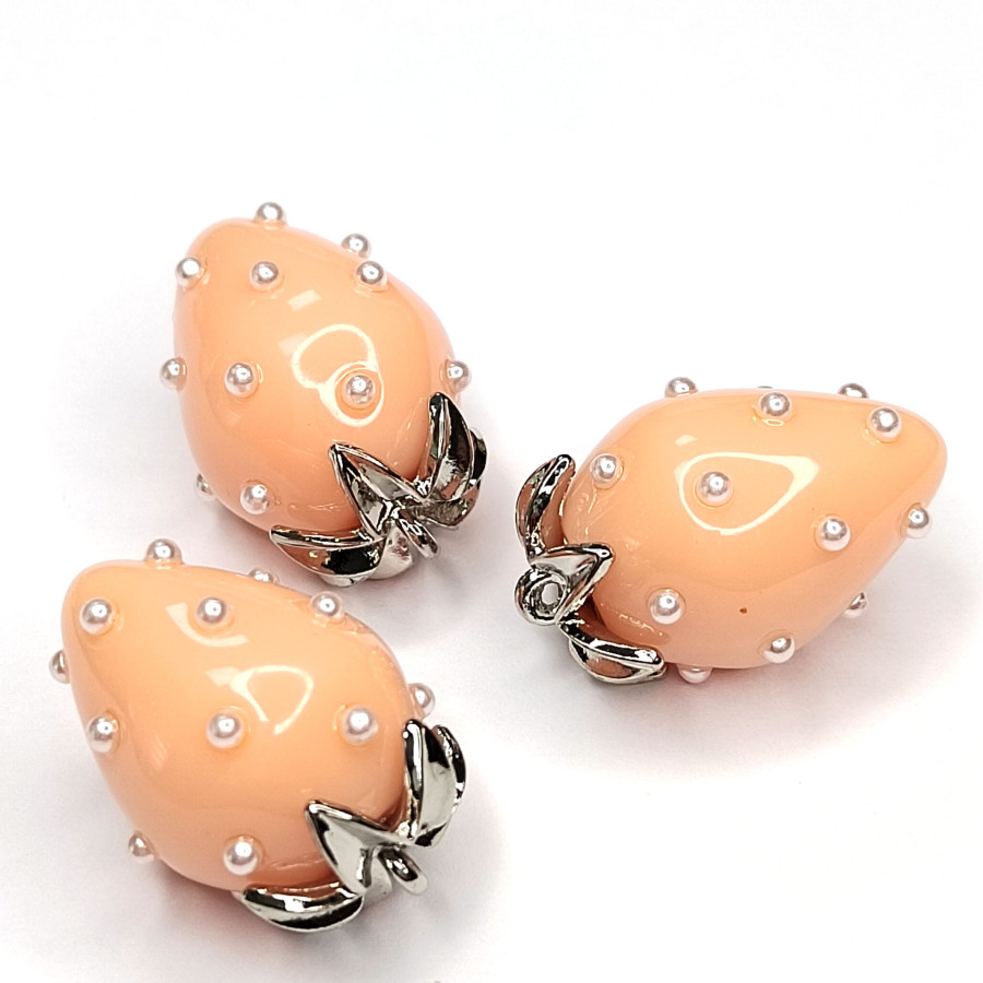 Подвеска Ягодка 25х16 мм Цвет Бежевый, Акрил, ШТУКА