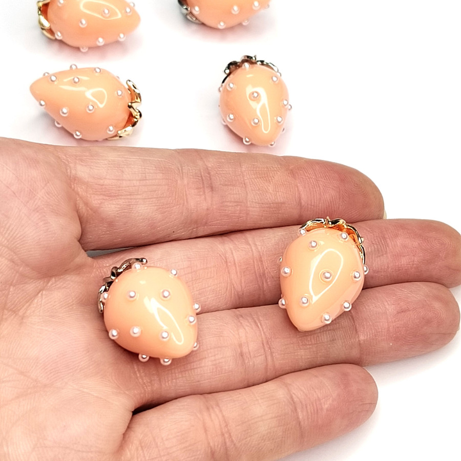 Подвеска Ягодка 25х16 мм Цвет Бежевый, Акрил, ШТУКА