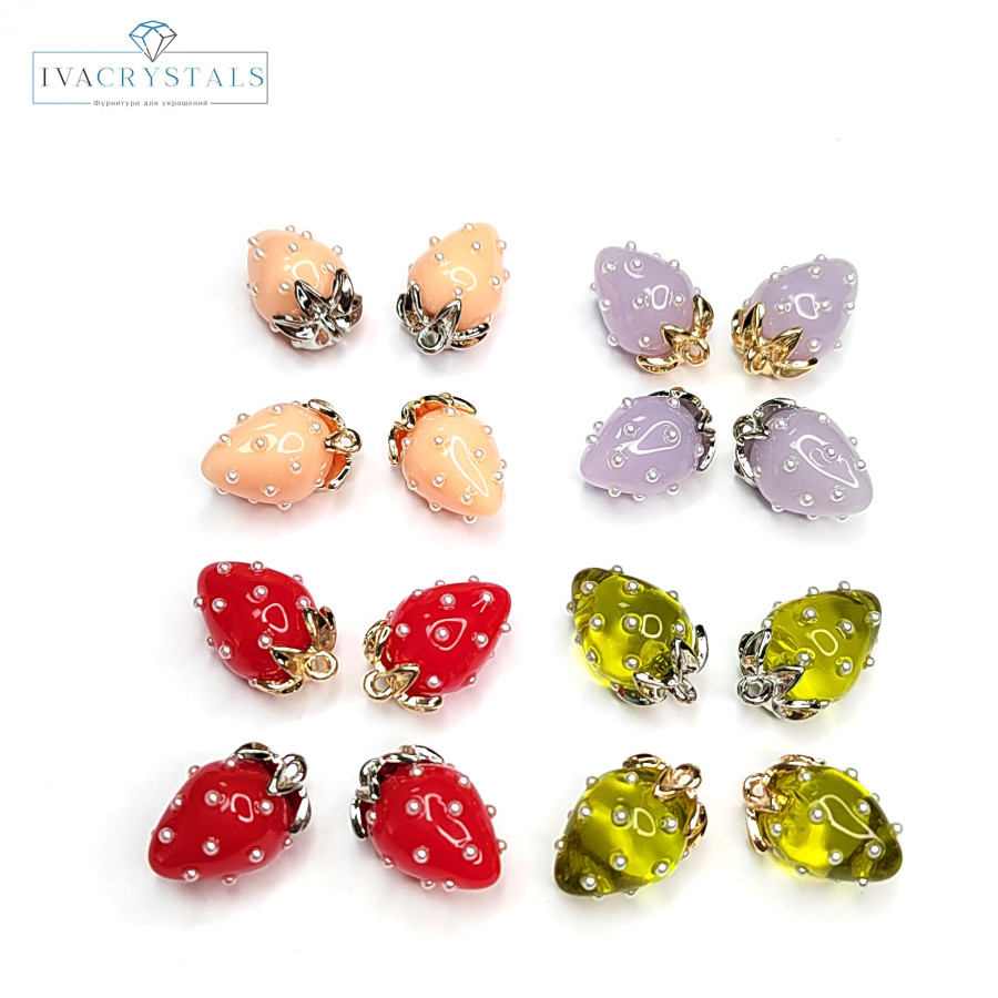 Подвеска Ягодка 18х12 мм Цвет Зелёный, Акрил, ШТУКА