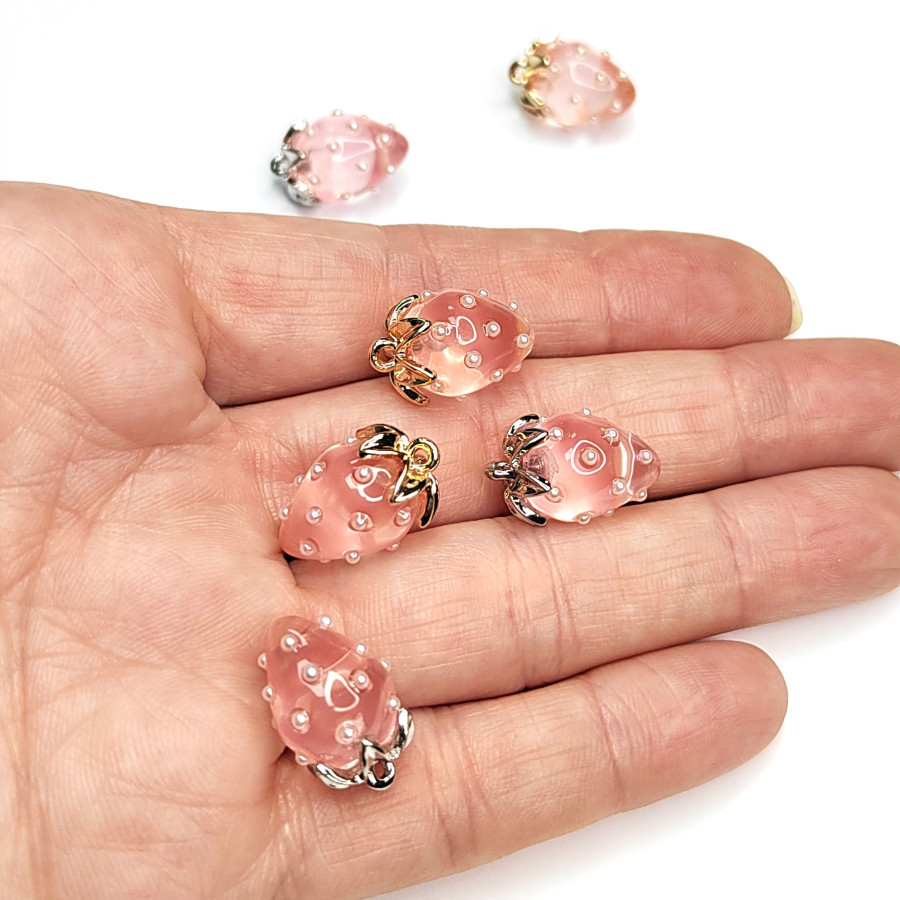 Подвеска Ягодка 18х12 мм Цвет Розовый, Акрил, ШТУКА