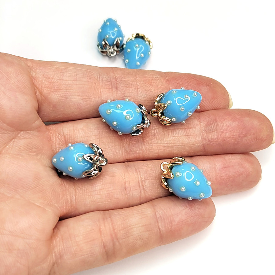 Подвеска Ягодка 18х12 мм Цвет Голубой, Акрил, ШТУКА