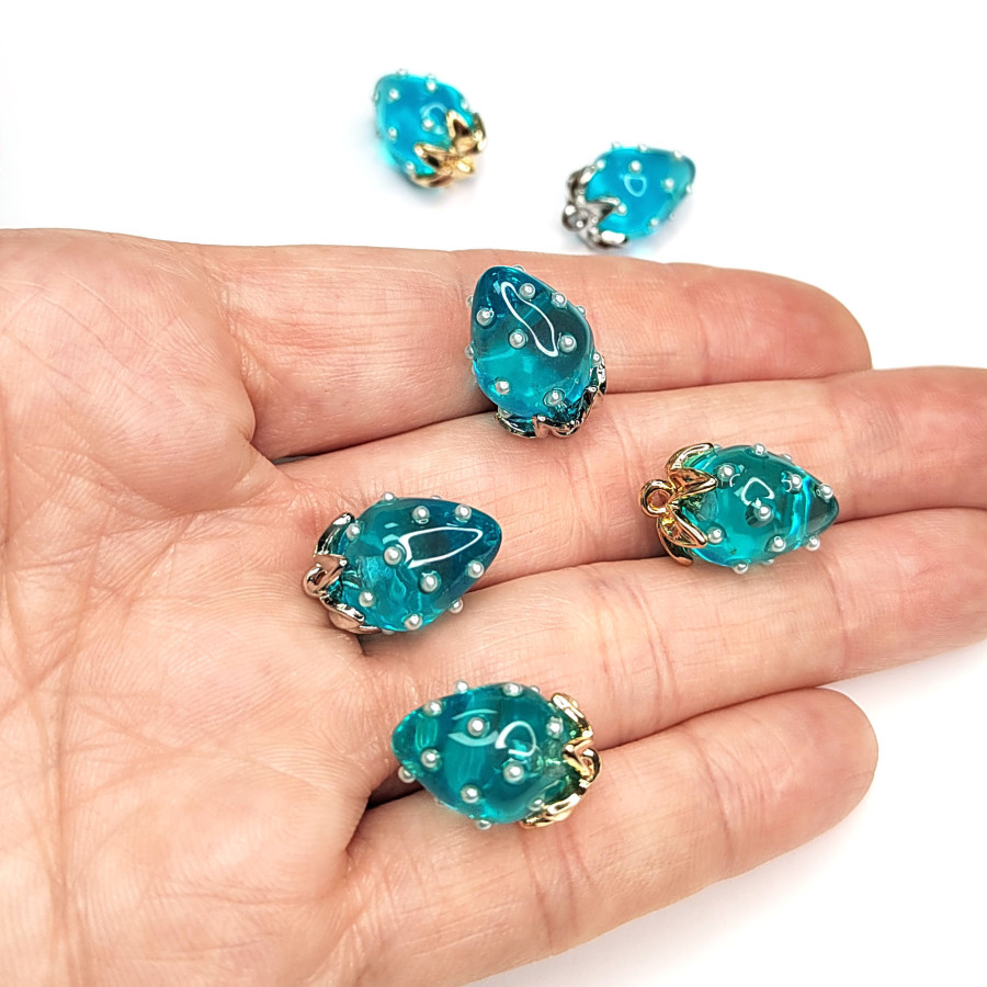 Подвеска Ягодка 18х12 мм Цвет Бирюзовый, Акрил, ШТУКА