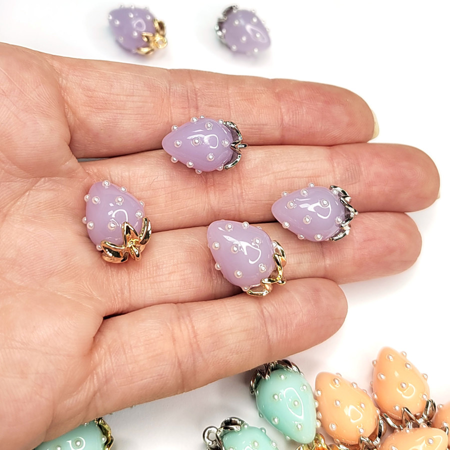 Подвеска Ягодка 18х12 мм Цвет Сиреневый, Акрил, ШТУКА