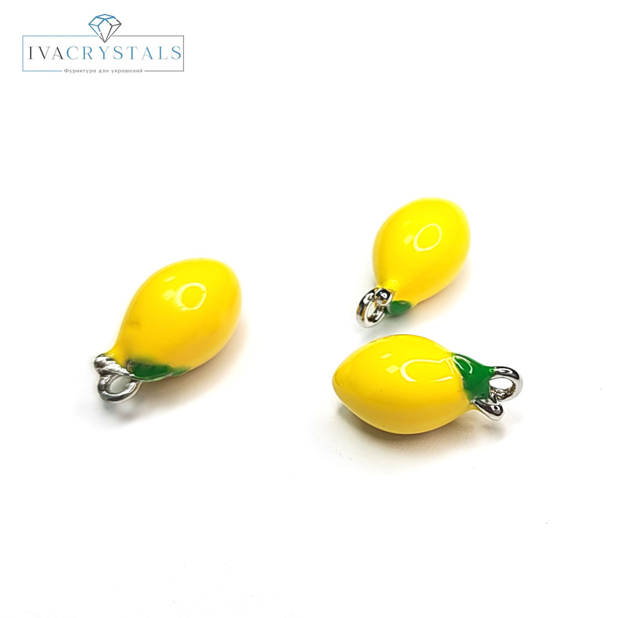 Маленькая подвеска Лимон 13х7 мм, штука покрытие Родий