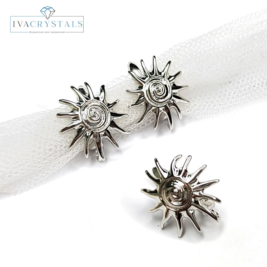 Швензы Солнце 17х16 мм, пара покрытие Родий