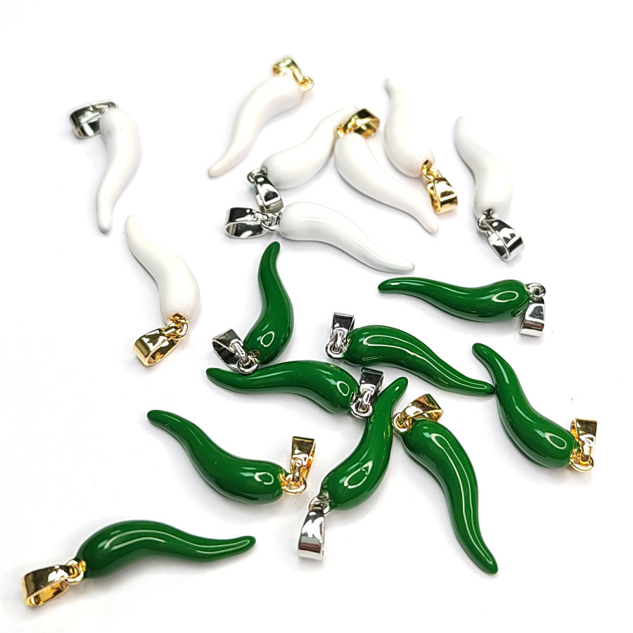 Подвеска Перчик Зелёный 20х5 мм, штука