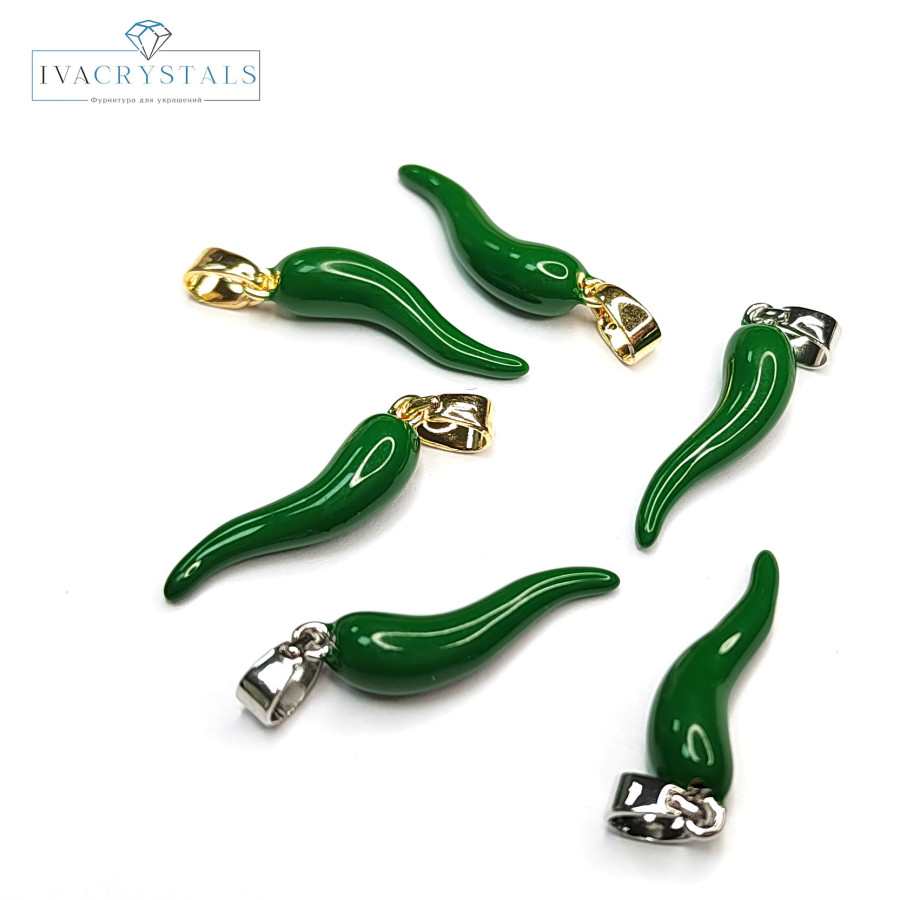 Подвеска Перчик Зелёный 20х5 мм, штука