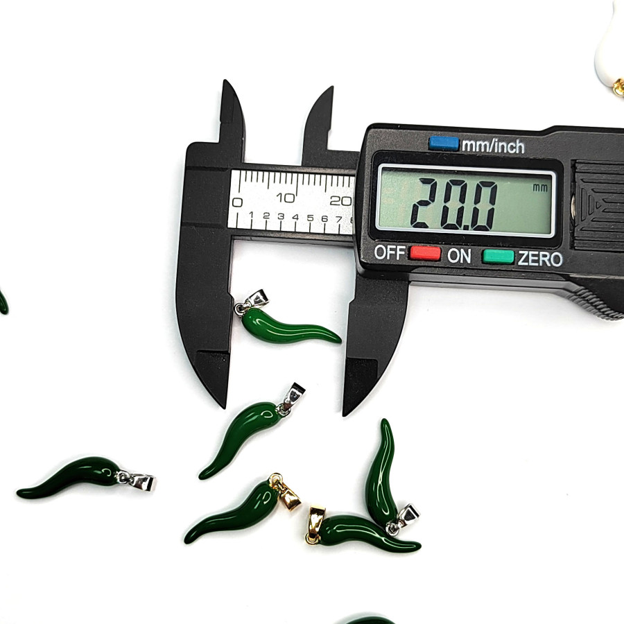 Подвеска Перчик Зелёный 20х5 мм, штука