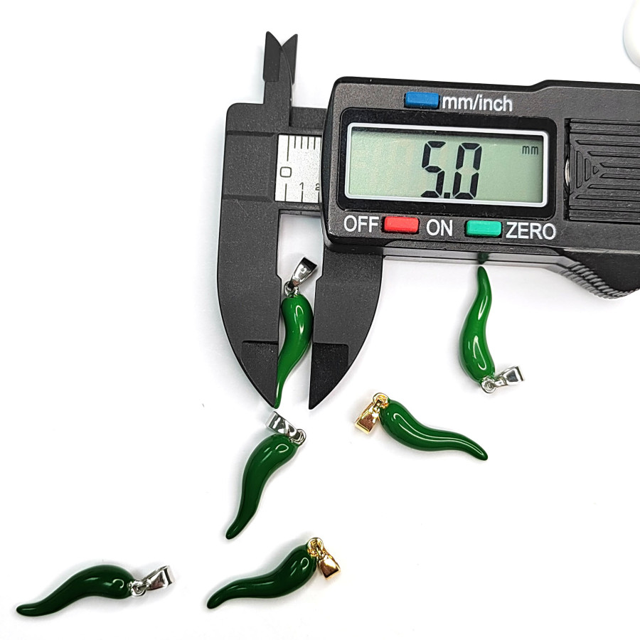 Подвеска Перчик Зелёный 20х5 мм, штука