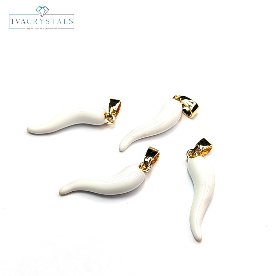 Подвеска Перчик Белый 20х5 мм, штука покрытие Позолота