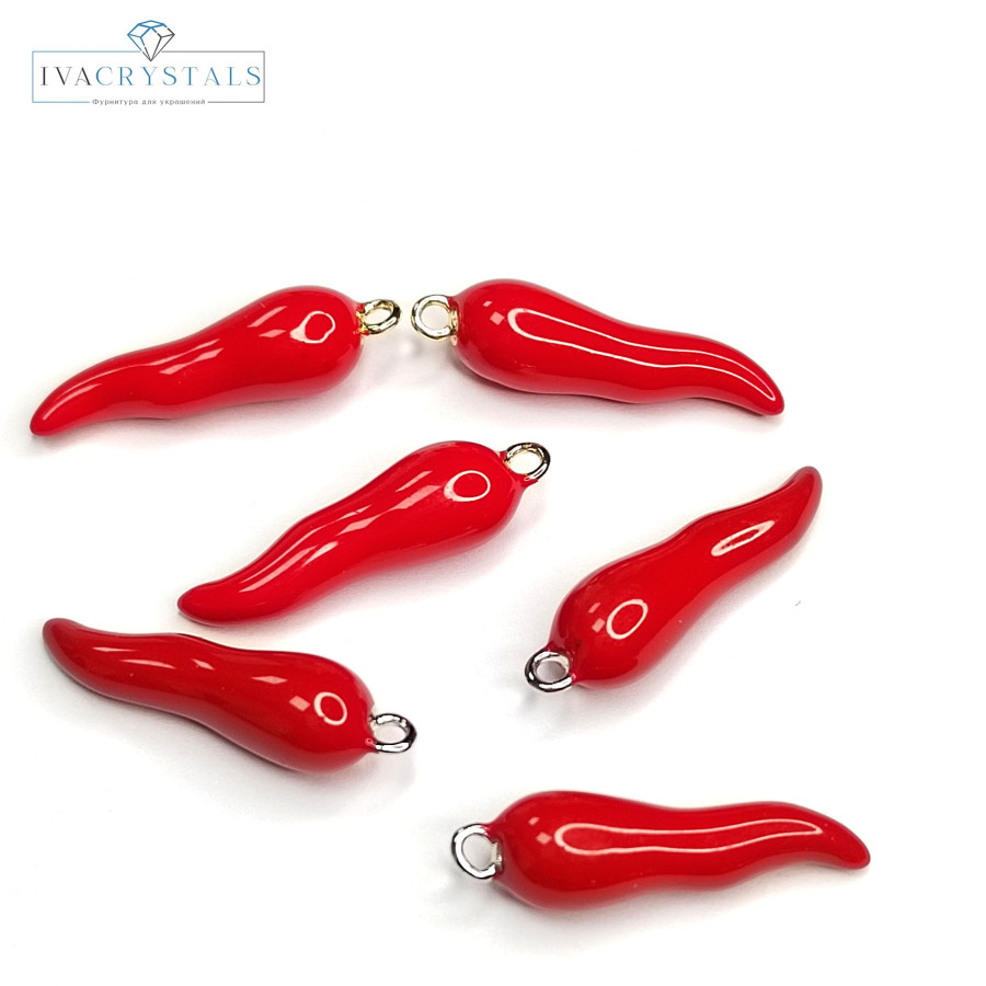 Подвеска Перчик Красный 25х7 мм, штука