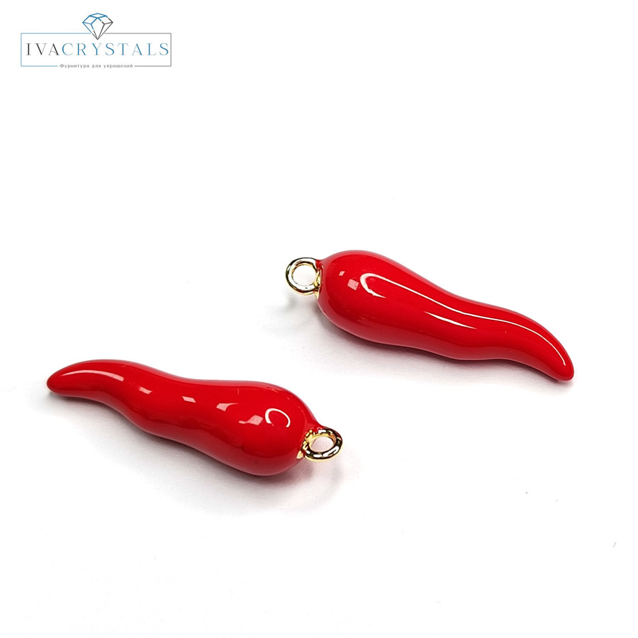 Подвеска Перчик Красный 25х7 мм, штука покрытие Позолота