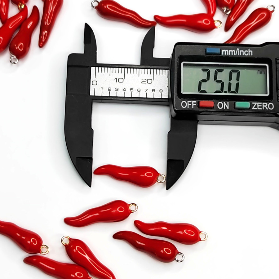 Подвеска Перчик Красный 25х7 мм, штука