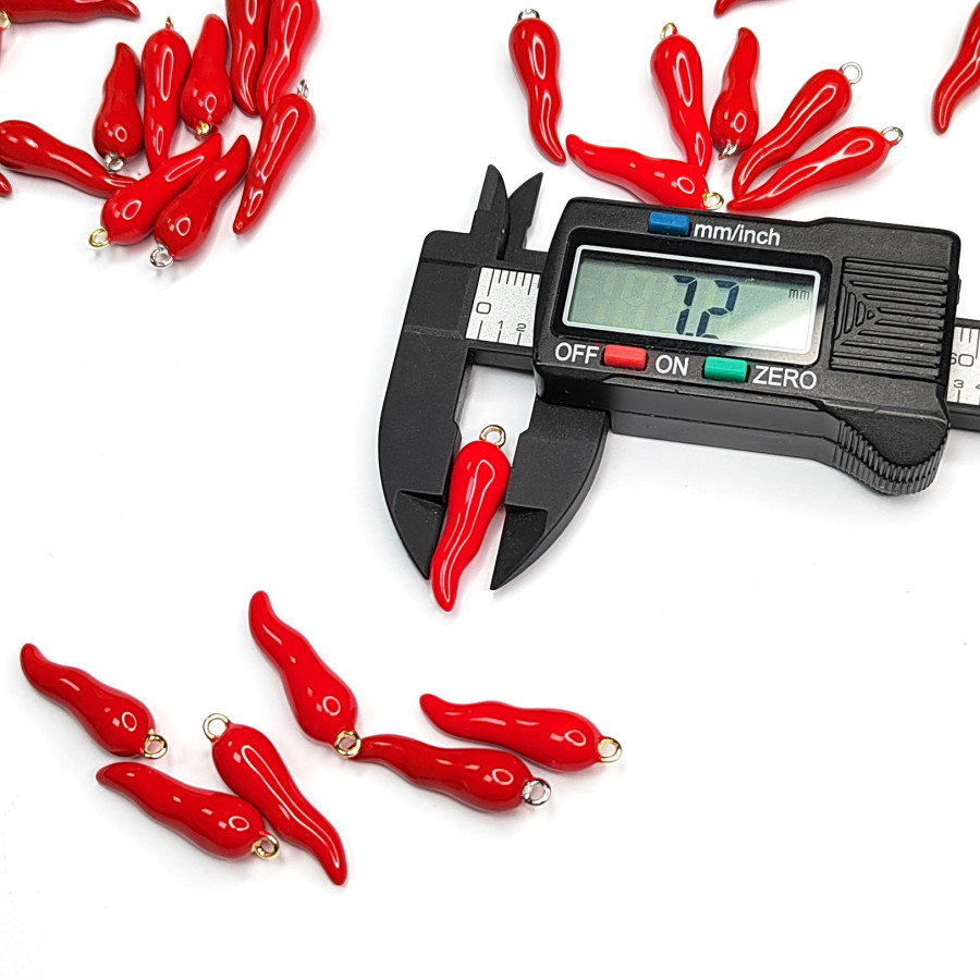 Подвеска Перчик Красный 25х7 мм, штука