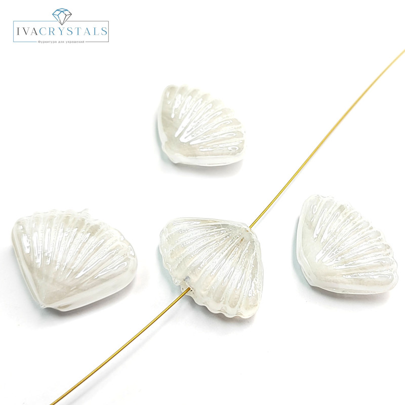 Бусина керамическая Ракушка 21х16 мм, цвет Белый, ШТУКА