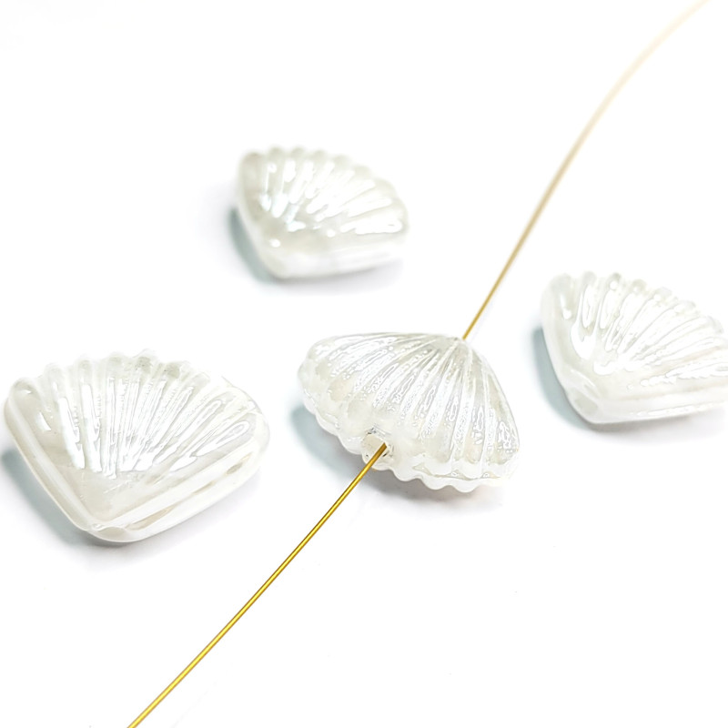 Бусина керамическая Ракушка 21х16 мм, цвет Белый, ШТУКА