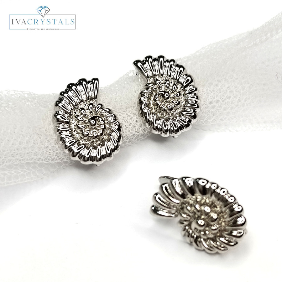 Швензы Ракушки 16,5х12 мм, покрытие Родий, пара